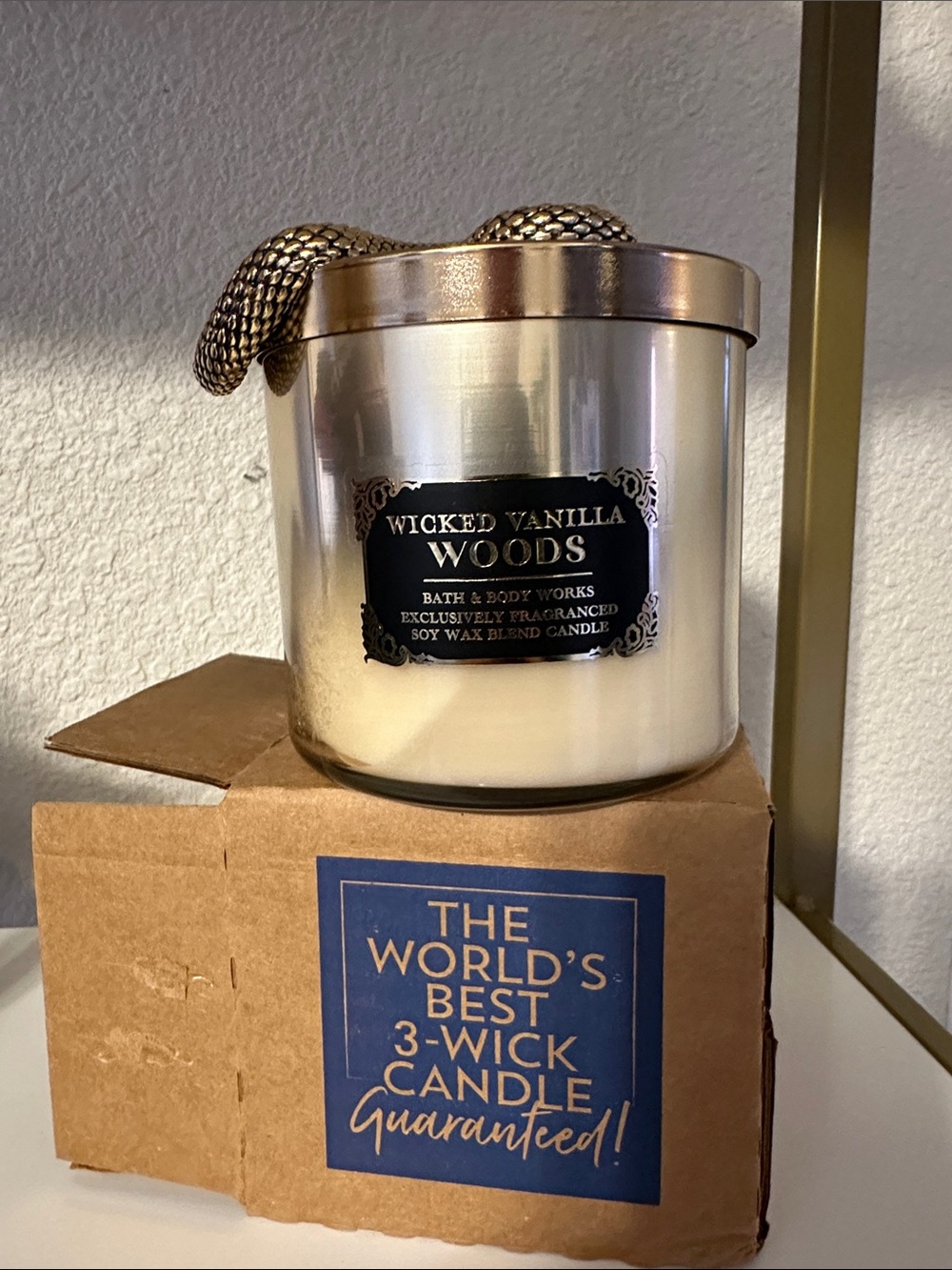 Bath & Body Works Gold Wicked Vanilla Woods 3-Wick Candle